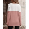 Zeagoo Women Waffle Knit Shirts Long Sleeve Colorblock Tee Button Detail Tunics(Pale Pink)