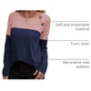 Zeagoo Women Waffle Knit Shirts Long Sleeve Colorblock Tee Button Detail Tunics(Pink+navy)