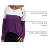Zeagoo Women Waffle Knit Shirts Long Sleeve Colorblock Tee Button Detail Tunics(Purple)