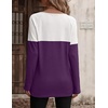 Zeagoo Women Waffle Knit Shirts Long Sleeve Colorblock Tee Button Detail Tunics(Purple)