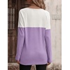 Zeagoo Women Waffle Knit Shirts Long Sleeve Colorblock Tee Button Detail Tunics(White+ Lilac)