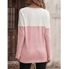 Zeagoo Women Waffle Knit Shirts Long Sleeve Colorblock Tee Button Detail Tunics(White+ Misty Rose)