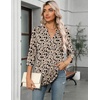 Zeagoo Womens 3/4 Length Sleeve Tops V Neck Tunic Dressy Casual Blouse(Apricot Black Floral)