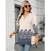 Zeagoo Womens 3/4 Length Sleeve Tops V Neck Tunic Dressy Casual Blouse(Aprioct Boho Yg9)