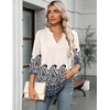 Zeagoo Womens 3/4 Length Sleeve Tops V Neck Tunic Dressy Casual Blouse(Aprioct Boho Yg9)