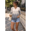 Zeagoo Womens 3/4 Length Sleeve Tops V Neck Tunic Dressy Casual Blouse(Aprioct Boho Yg9)