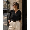 Zeagoo Womens 3/4 Length Sleeve Tops V Neck Tunic Dressy Casual Blouse(Black)