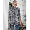 Zeagoo Womens 3/4 Length Sleeve Tops V Neck Tunic Dressy Casual Blouse(Blue Pattern)