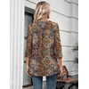Zeagoo Womens 3/4 Length Sleeve Tops V Neck Tunic Dressy Casual Blouse(Boho Multicolor)