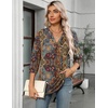 Zeagoo Womens 3/4 Length Sleeve Tops V Neck Tunic Dressy Casual Blouse(Boho Multicolor)