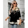 Zeagoo Womens 3/4 Length Sleeve Tops V Neck Tunic Dressy Casual Blouse(Floral Black)