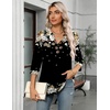 Zeagoo Womens 3/4 Length Sleeve Tops V Neck Tunic Dressy Casual Blouse(Floral Black)
