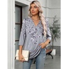 Zeagoo Womens 3/4 Length Sleeve Tops V Neck Tunic Dressy Casual Blouse(Gray Floral)