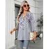 Zeagoo Womens 3/4 Length Sleeve Tops V Neck Tunic Dressy Casual Blouse(Gray Floral)