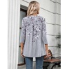 Zeagoo Womens 3/4 Length Sleeve Tops V Neck Tunic Dressy Casual Blouse(Gray Floral)