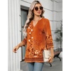 Zeagoo Womens 3/4 Length Sleeve Tops V Neck Tunic Dressy Casual Blouse(Orange Floral)