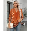 Zeagoo Womens 3/4 Length Sleeve Tops V Neck Tunic Dressy Casual Blouse(Orange Floral)