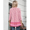 Zeagoo Womens 3/4 Length Sleeve Tops V Neck Tunic Dressy Casual Blouse(Pink Floral Mz744)