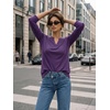Zeagoo Womens 3/4 Length Sleeve Tops V Neck Tunic Dressy Casual Blouse(Purple)