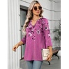 Zeagoo Womens 3/4 Length Sleeve Tops V Neck Tunic Dressy Casual Blouse(Purple Floral)