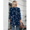 Zeagoo Womens 3/4 Length Sleeve Tops V Neck Tunic Dressy Casual Blouse(White Leaves / Navy Blue)