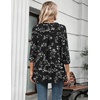Zeagoo Womens 3/4 Length Sleeve Tops V Neck Tunic Dressy Casual Blouse(White Sprig on Black)