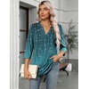 Zeagoo Womens 3/4 Length Sleeve Tops V Neck Tunic Dressy Casual Blouse(Willowfloral)