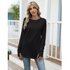 Zeagoo Women’s Casual Long Sleeve Shirts Crew Neck Round Loose Tunic Tops(Black)