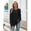 Zeagoo Women’s Casual Long Sleeve Shirts Crew Neck Round Loose Tunic Tops(Black)