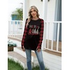 Zeagoo Women’s Casual Long Sleeve Shirts Crew Neck Round Loose Tunic Tops(Black Plaid Christmas)