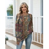 Zeagoo Women’s Casual Long Sleeve Shirts Crew Neck Round Loose Tunic Tops(Boho)