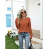 Zeagoo Women’s Casual Long Sleeve Shirts Crew Neck Round Loose Tunic Tops(Caramel)
