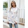 Zeagoo Women’s Casual Long Sleeve Shirts Crew Neck Round Loose Tunic Tops(Floral White)