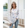 Zeagoo Women’s Casual Long Sleeve Shirts Crew Neck Round Loose Tunic Tops(Floral White)