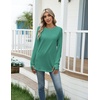 Zeagoo Women’s Casual Long Sleeve Shirts Crew Neck Round Loose Tunic Tops(Green)