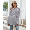 Zeagoo Women’s Casual Long Sleeve Shirts Crew Neck Round Loose Tunic Tops(Grey Print)