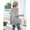 Zeagoo Women’s Casual Long Sleeve Shirts Crew Neck Round Loose Tunic Tops(Grey Print)