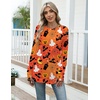 Zeagoo Women’s Casual Long Sleeve Shirts Crew Neck Round Loose Tunic Tops(Halloween Bats)