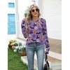 Zeagoo Women’s Casual Long Sleeve Shirts Crew Neck Round Loose Tunic Tops(Halloween Purple)