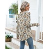 Zeagoo Women’s Casual Long Sleeve Shirts Crew Neck Round Loose Tunic Tops(Khaki Floral)