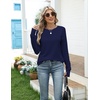 Zeagoo Women’s Casual Long Sleeve Shirts Crew Neck Round Loose Tunic Tops(Navy Blue)
