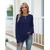 Zeagoo Women’s Casual Long Sleeve Shirts Crew Neck Round Loose Tunic Tops(Navy Blue)