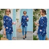 Zeagoo Women’s Casual Long Sleeve Shirts Crew Neck Round Loose Tunic Tops(Navy Floral)