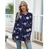 Zeagoo Women’s Casual Long Sleeve Shirts Crew Neck Round Loose Tunic Tops(Navy Floral)