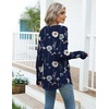 Zeagoo Women’s Casual Long Sleeve Shirts Crew Neck Round Loose Tunic Tops(Navy Floral)