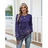 Zeagoo Women’s Casual Long Sleeve Shirts Crew Neck Round Loose Tunic Tops(Violet Print)