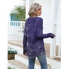 Zeagoo Women’s Casual Long Sleeve Shirts Crew Neck Round Loose Tunic Tops(Violet Print)