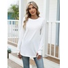 Zeagoo Women’s Casual Long Sleeve Shirts Crew Neck Round Loose Tunic Tops(White)