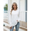 Zeagoo Women’s Casual Long Sleeve Shirts Crew Neck Round Loose Tunic Tops(White)