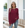 Zeagoo Women’s Casual Long Sleeve Shirts Crew Neck Round Loose Tunic Tops(Wine Red)